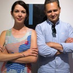 Narwhal owner Kristin Weckworth with director Christopher Hutsul and painting by Matthew Feyld