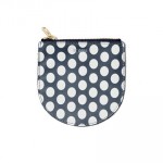 Navy Dot Leather Pouch