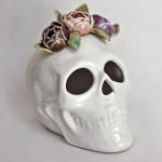 White Skull with Flower Cluster by Julie Moon