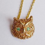 Green Crystal Eyed Owl Necklace