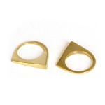 14K Gold Edge Rings (Set of Two)
