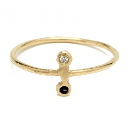 Odette Satellite Ring with Black & White Diamonds (14K Gold)
