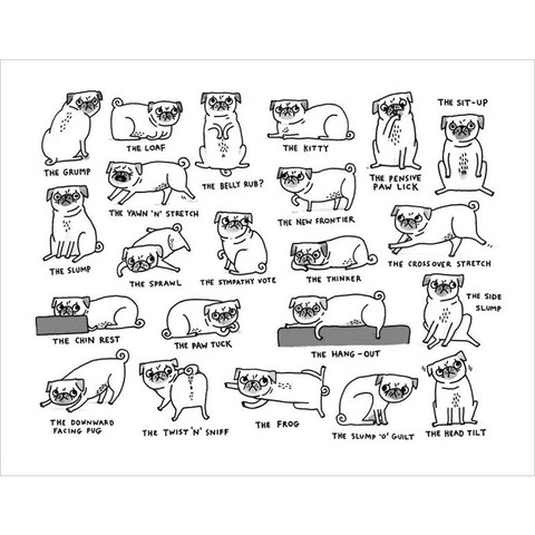 Gemma Correll Popular Pug Positions Print