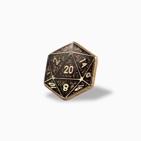 Weapon of Choice D20 Lapel Pin (Black/Gold)