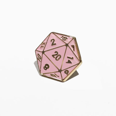 Weapon of Choice D20 Lapel Pin (Pink)