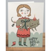 Red Cap Birthday Fat Cat Card